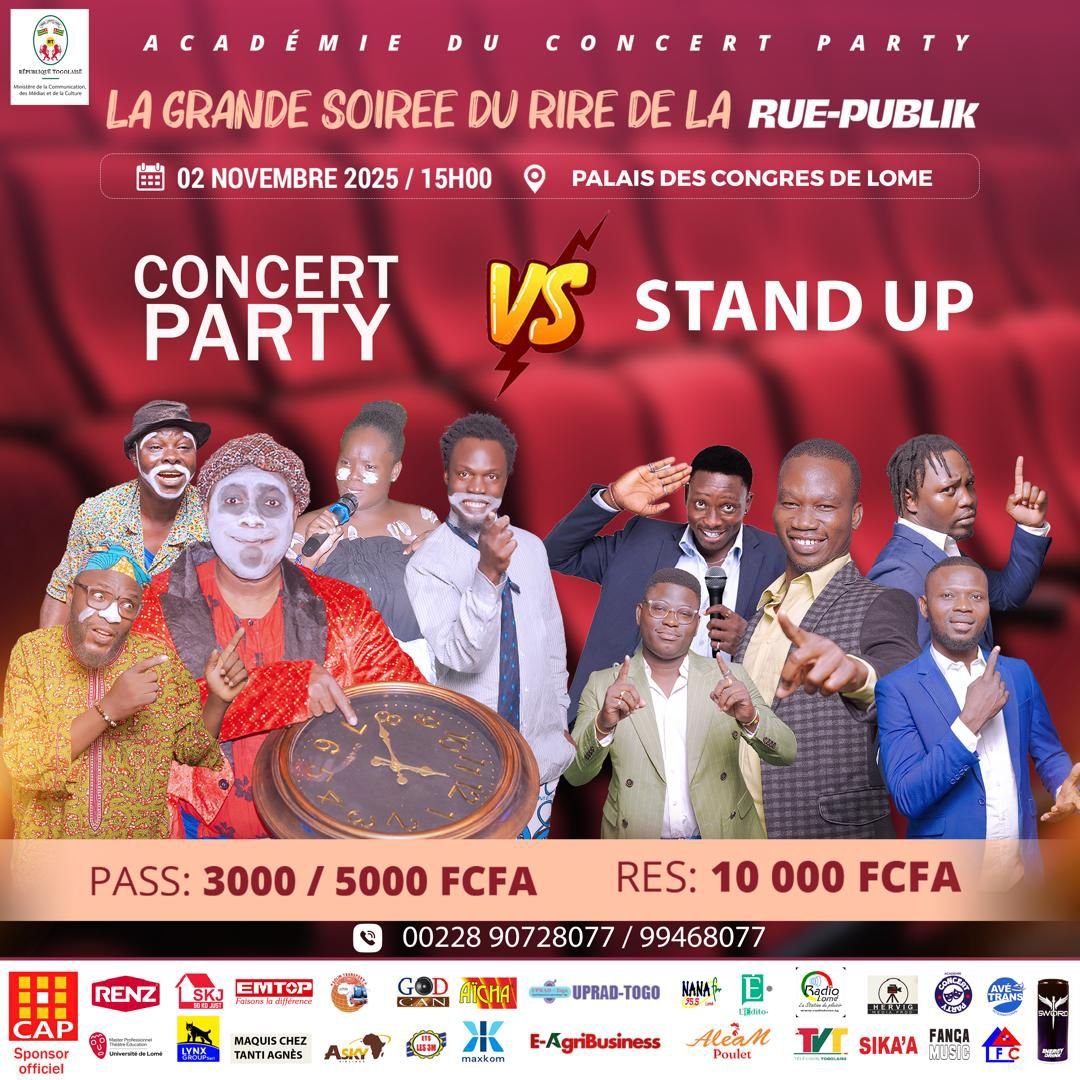 La Grande Soirée du Rire : le Concert Party et le Stand Up s’affrontent au Palais des Congrès de Lomé
